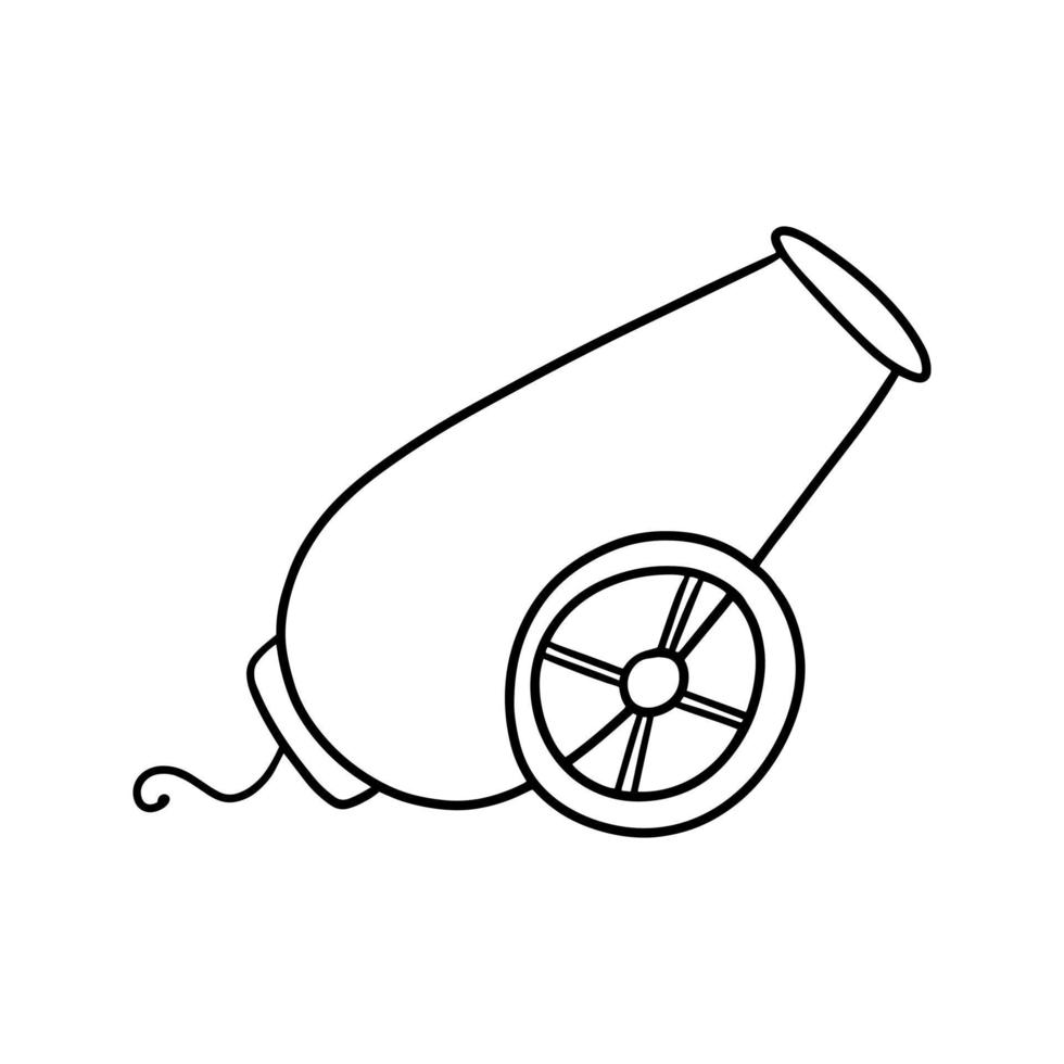 Monochrome image, circus cannon , vector illustration in cartoon style on a white background