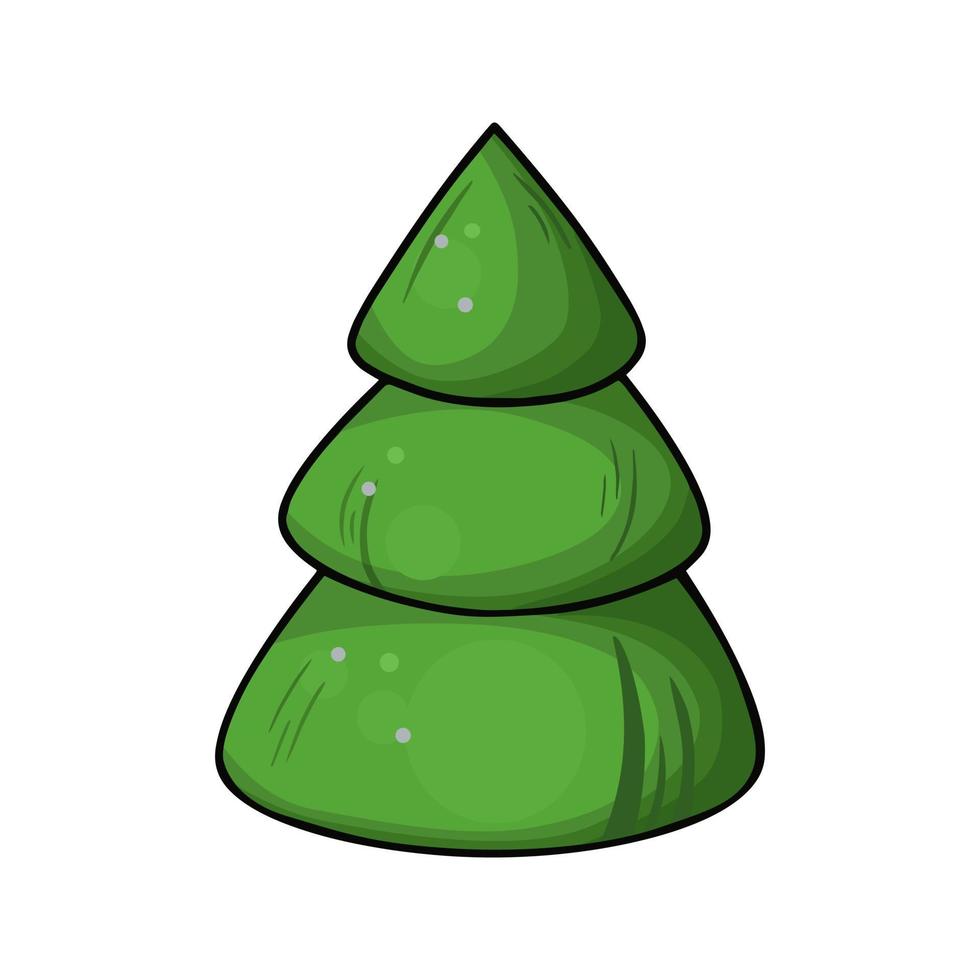 árbol de navidad decorativo verde simple, ilustración vectorial en estilo de dibujos animados sobre un fondo blanco vector