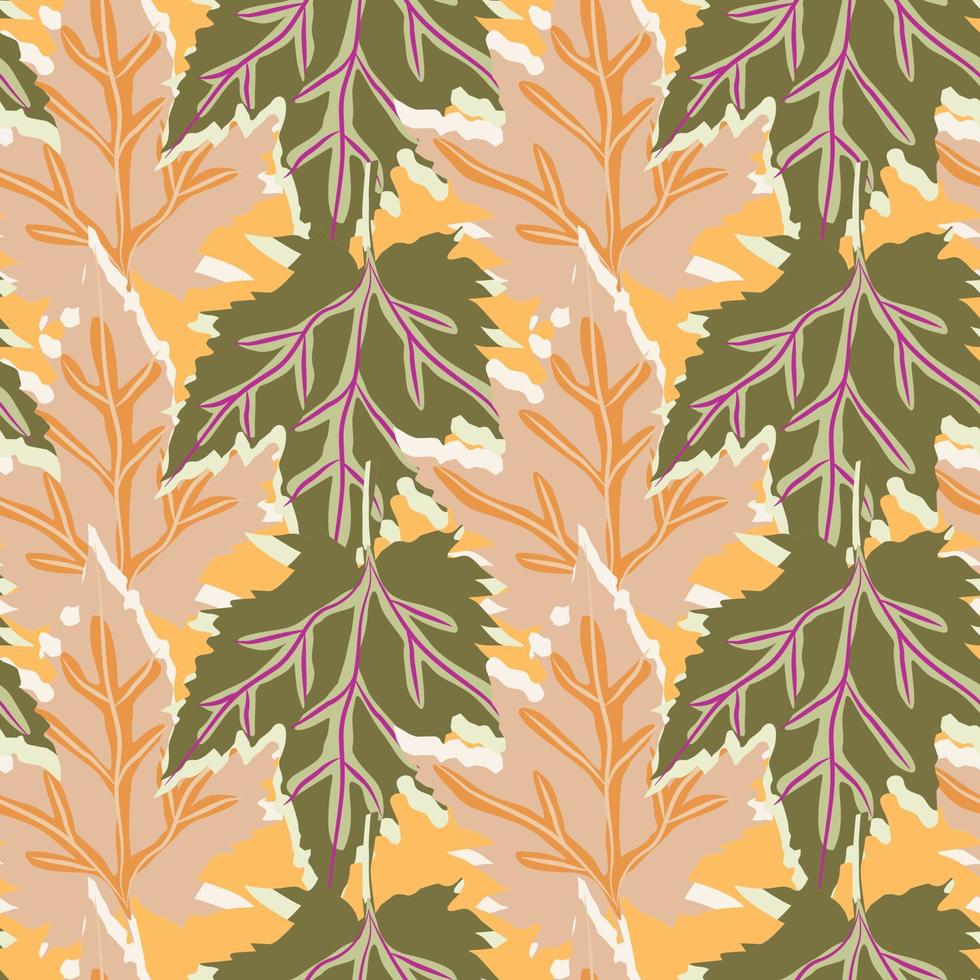 Abstract oak leaves seamless pattern. Maple foliage backdrop. vector
