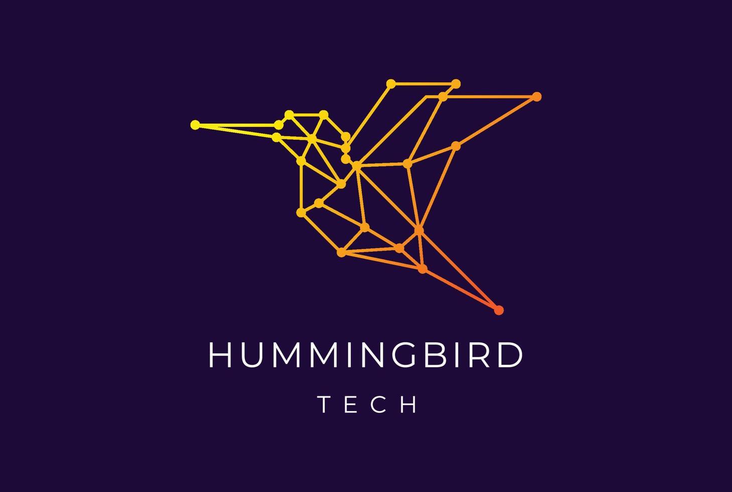 Hummingbird Colibri Bird Digital Electronic Circuit Chip for Smart Tech Logo vector