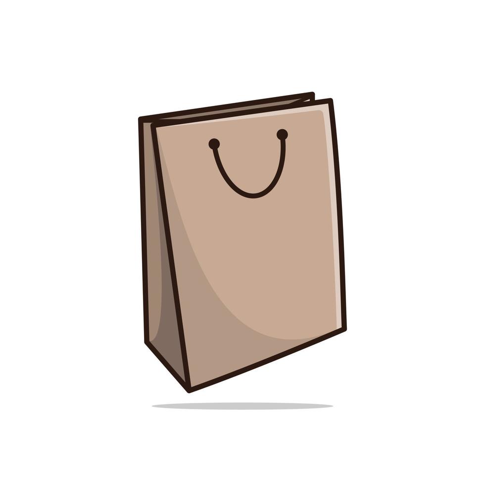 Vector illustration of white shopping paper bag isolated on white background
