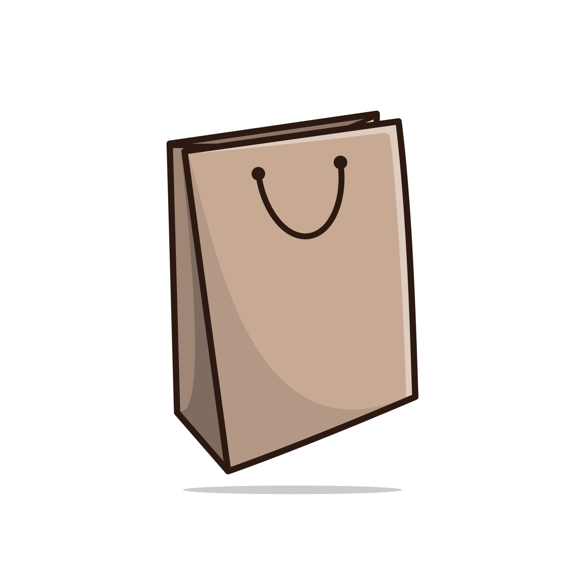 Vector illustration of white shopping paper bag isolated on white