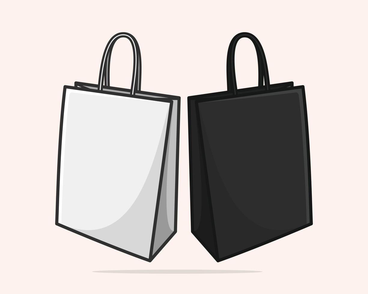 bolsa de compras en blanco y negro, ilustración vectorial vector