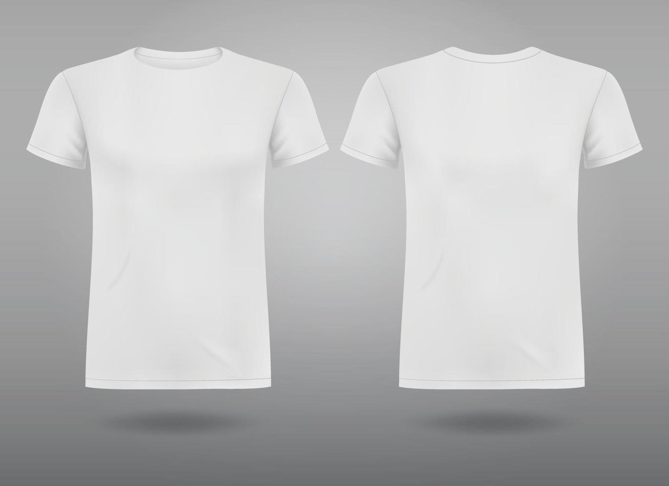 plantilla de camiseta blanca en blanco para hombres, de dos lados, forma natural en maniquí invisible, para su maqueta de diseño para impresión, aislada en fondo gris. vector