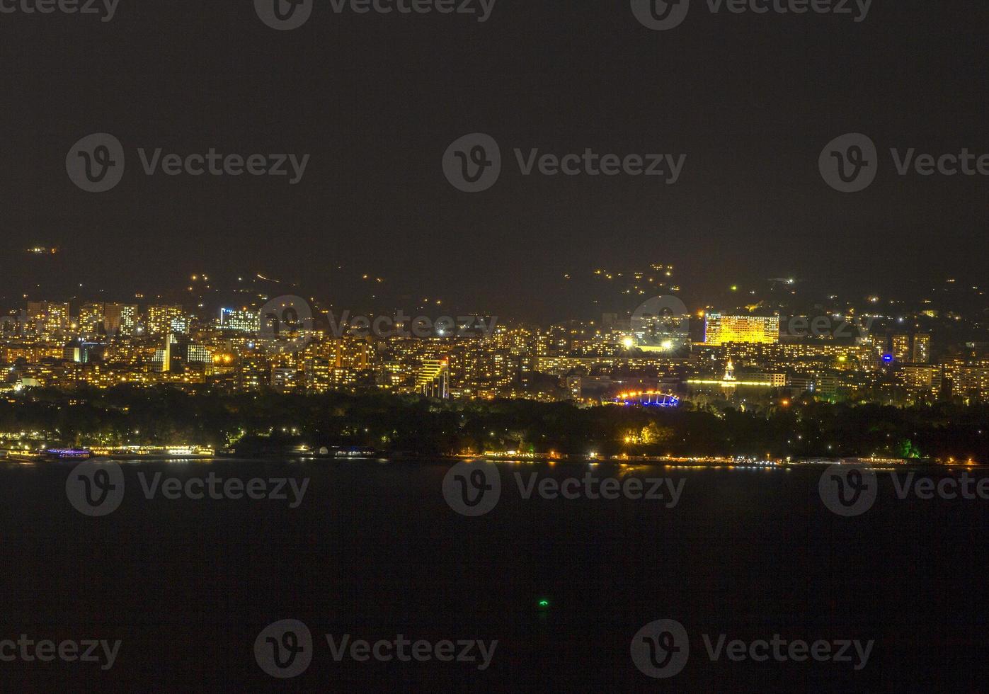 cityscape night lights of the city to the horizon, Varna. Bulgaria photo