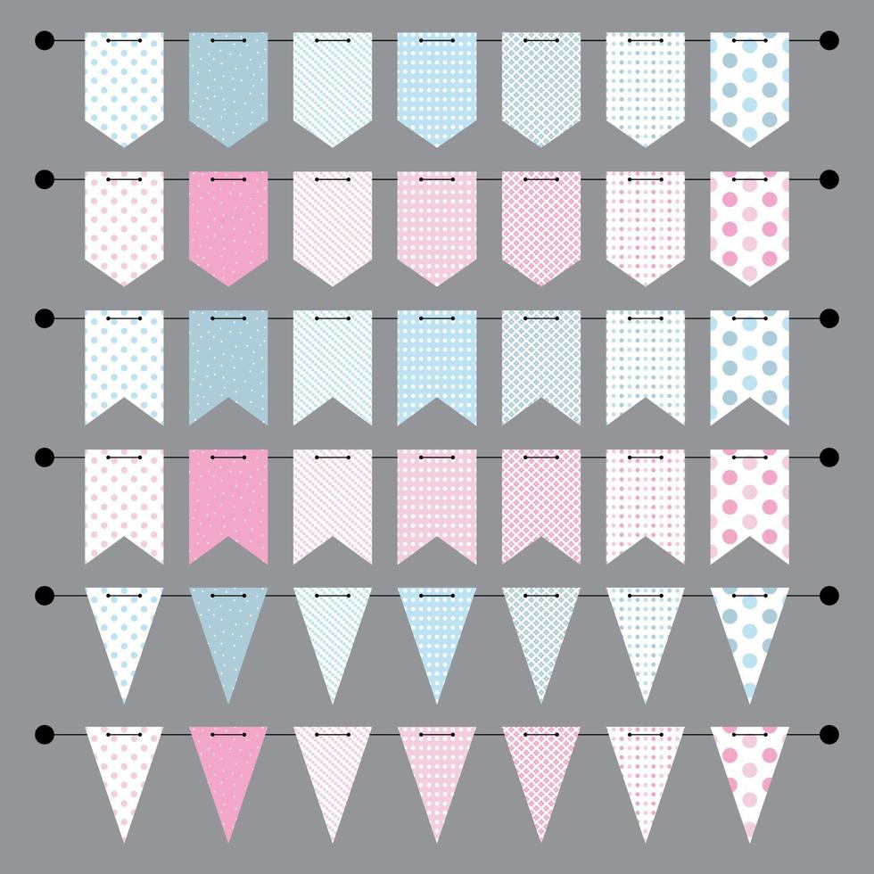 Blank banner. Bunting or swag templates. Holiday flag garland collection. Flags decoration for party and celebration. Vector illustration