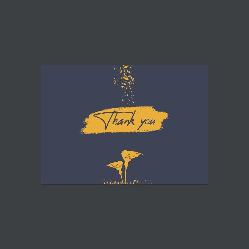 Card template calla lily flower with ink gold glitter and brushstroke art elegant blue background. vector