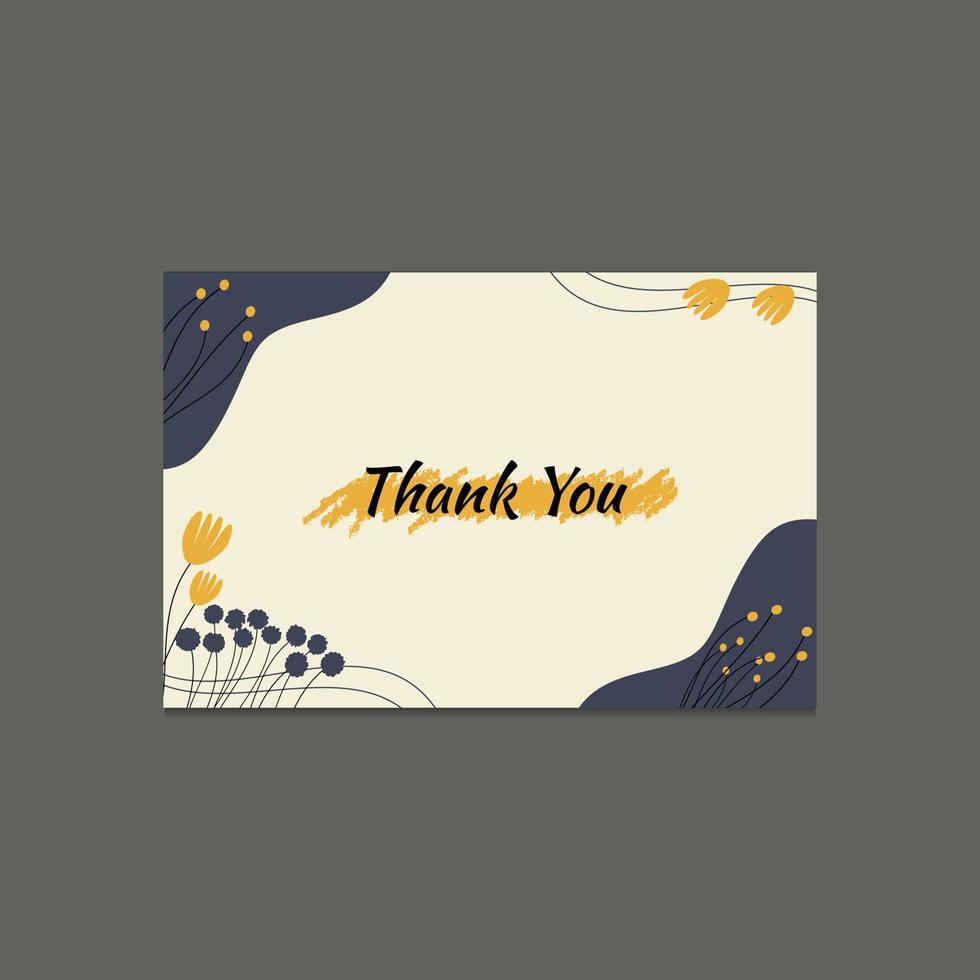 Card template floral wildflowers yellow against blue with message and brush and organic shapes. vector