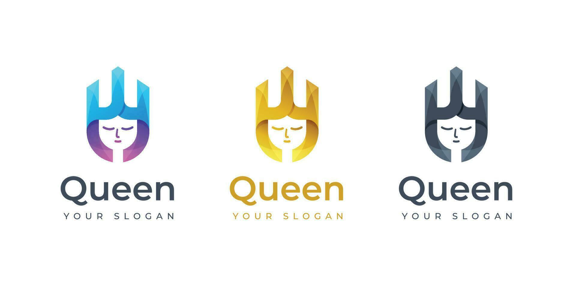 Queen logo design inspiration. Monogram logo. Crown logo vector