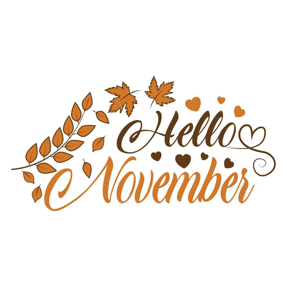 Hello november cute and awesome illustration vector