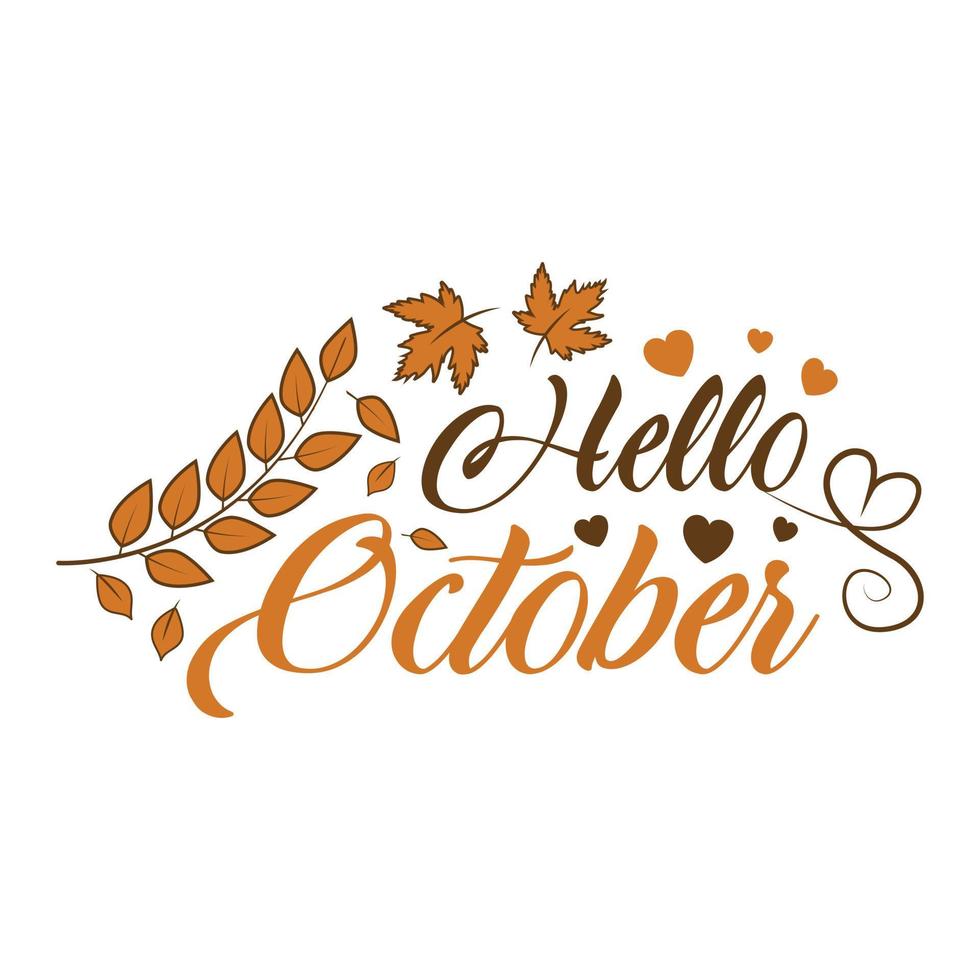 Hello october cute and awesome illustration vector