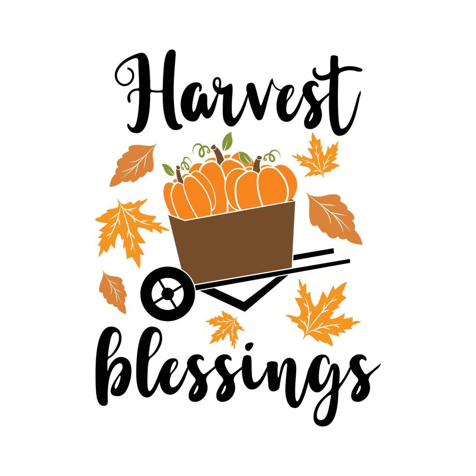 Harvest blessing illustration of a pumpkin .stylish typography vector