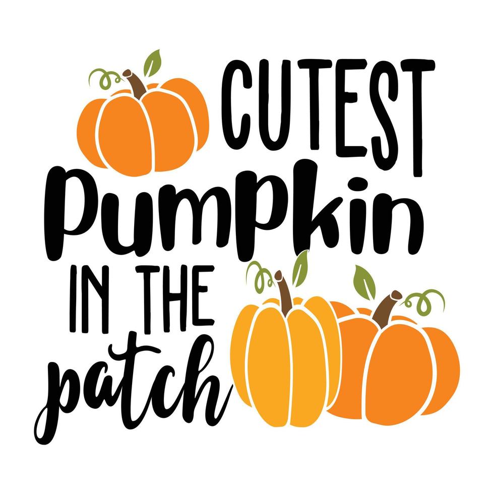 Cutest pumpkin in the patch illustration of a pumpkin .stylish typography vector
