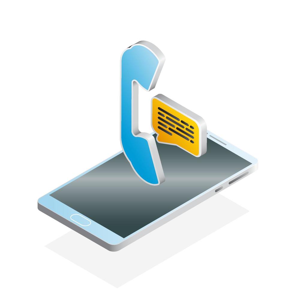 3D phone, chat and smartphone, Isometric phone icon vector