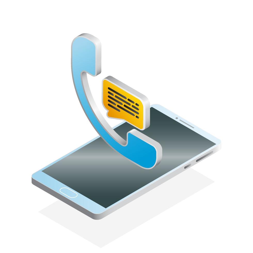 3D phone, chat and smartphone, Isometric phone icon vector