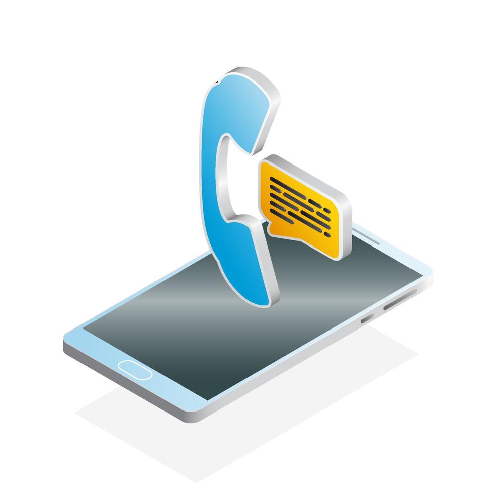 3D phone, chat and smartphone, Isometric phone icon vector