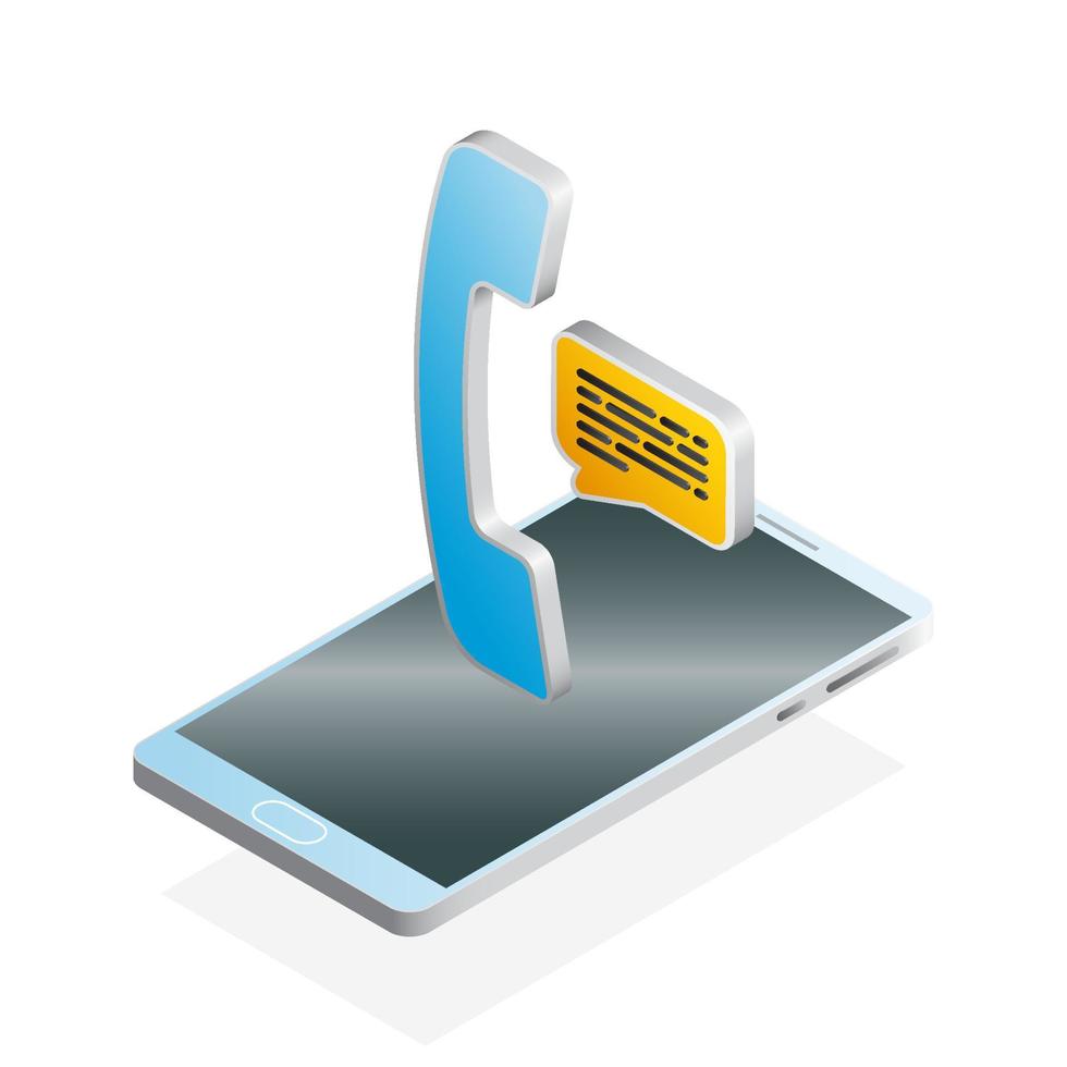3D phone, chat and smartphone, Isometric phone icon vector