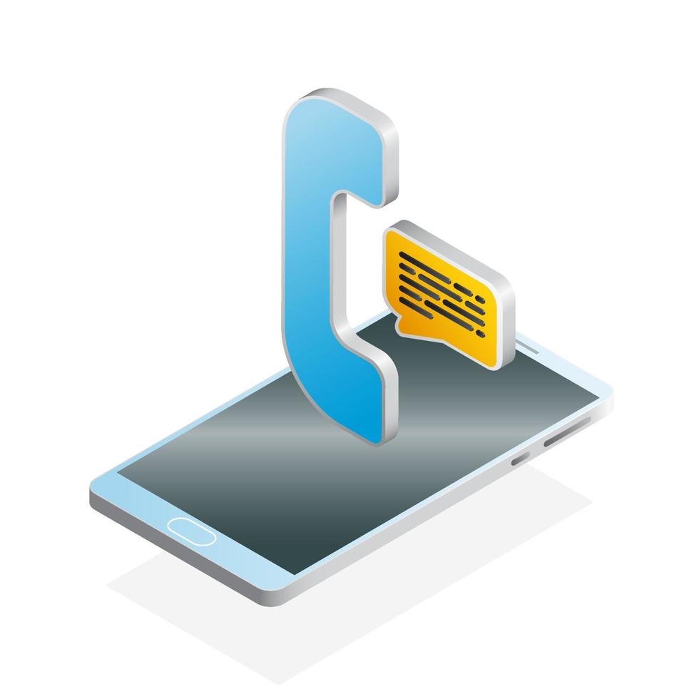 3D phone, chat and smartphone, Isometric phone icon vector
