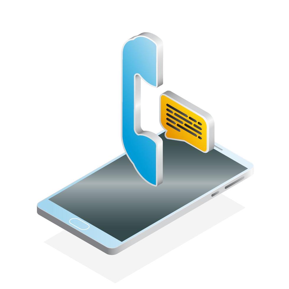 3D phone, chat and smartphone, Isometric phone icon vector