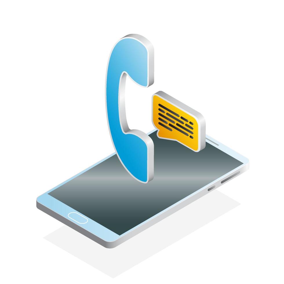 3D phone, chat and smartphone, Isometric phone icon vector