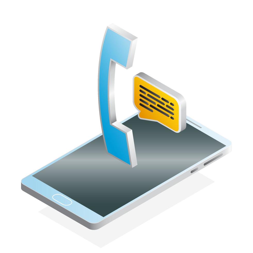 3D phone, chat and smartphone, Isometric phone icon vector