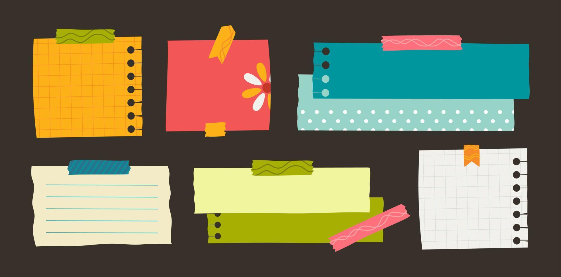 Paper sticker various notes are personal. Accessories for organizing documents. Vector illustration in a flat style