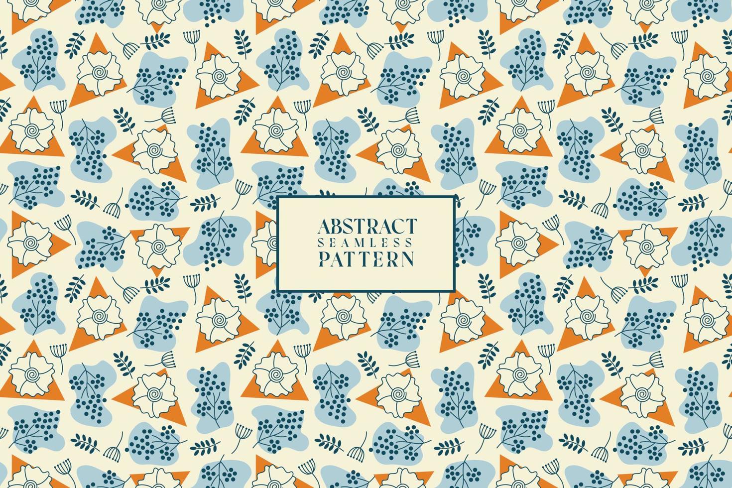 Abstract geometric art style floral seamless repeat pattern vector
