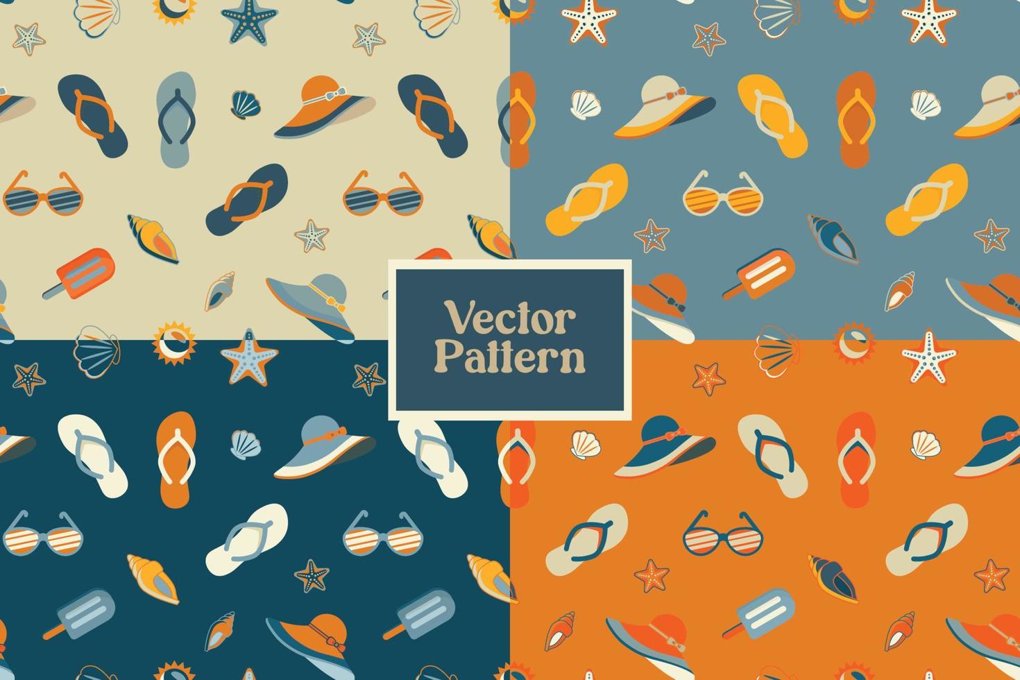 Set of summer vintage vector abstract seamless repeat pattern