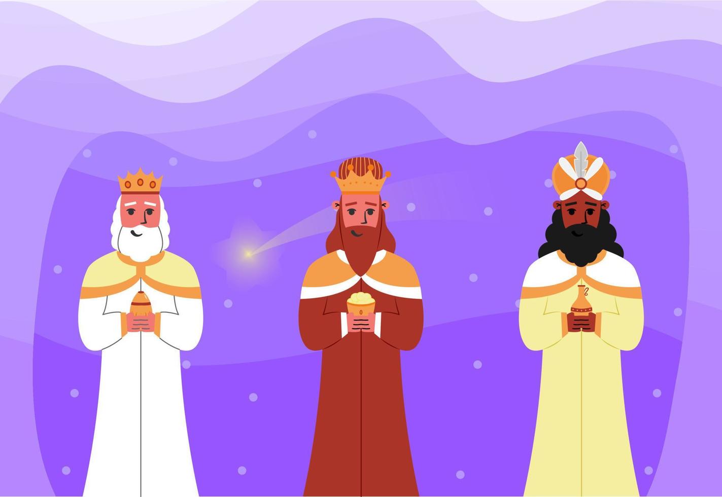 Flat Los Tres Reyes Magos Illustration Design vector