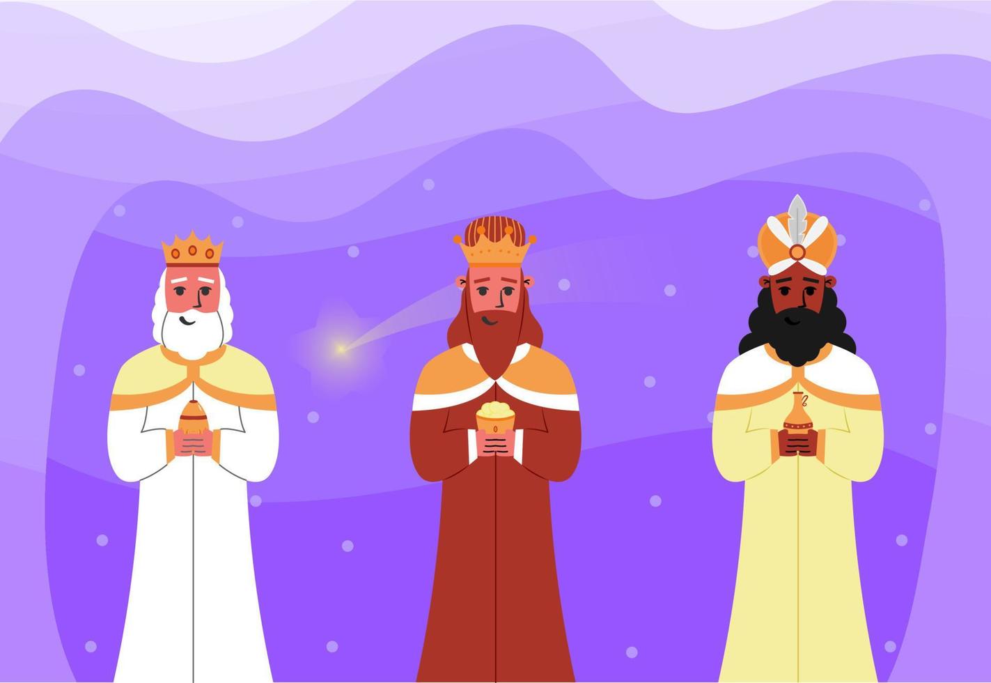 diseño de ilustración plana los tres reyes magos vector