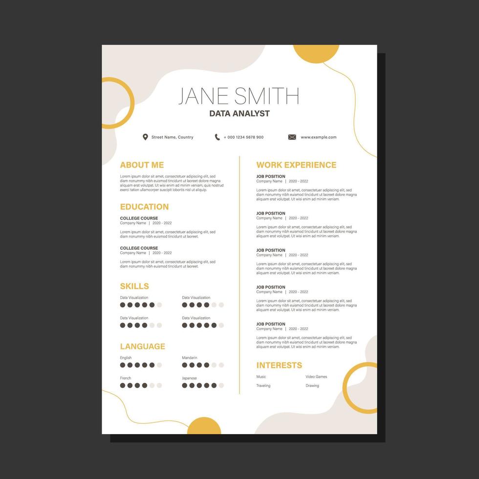 creative resume template with abstract shapes design vector