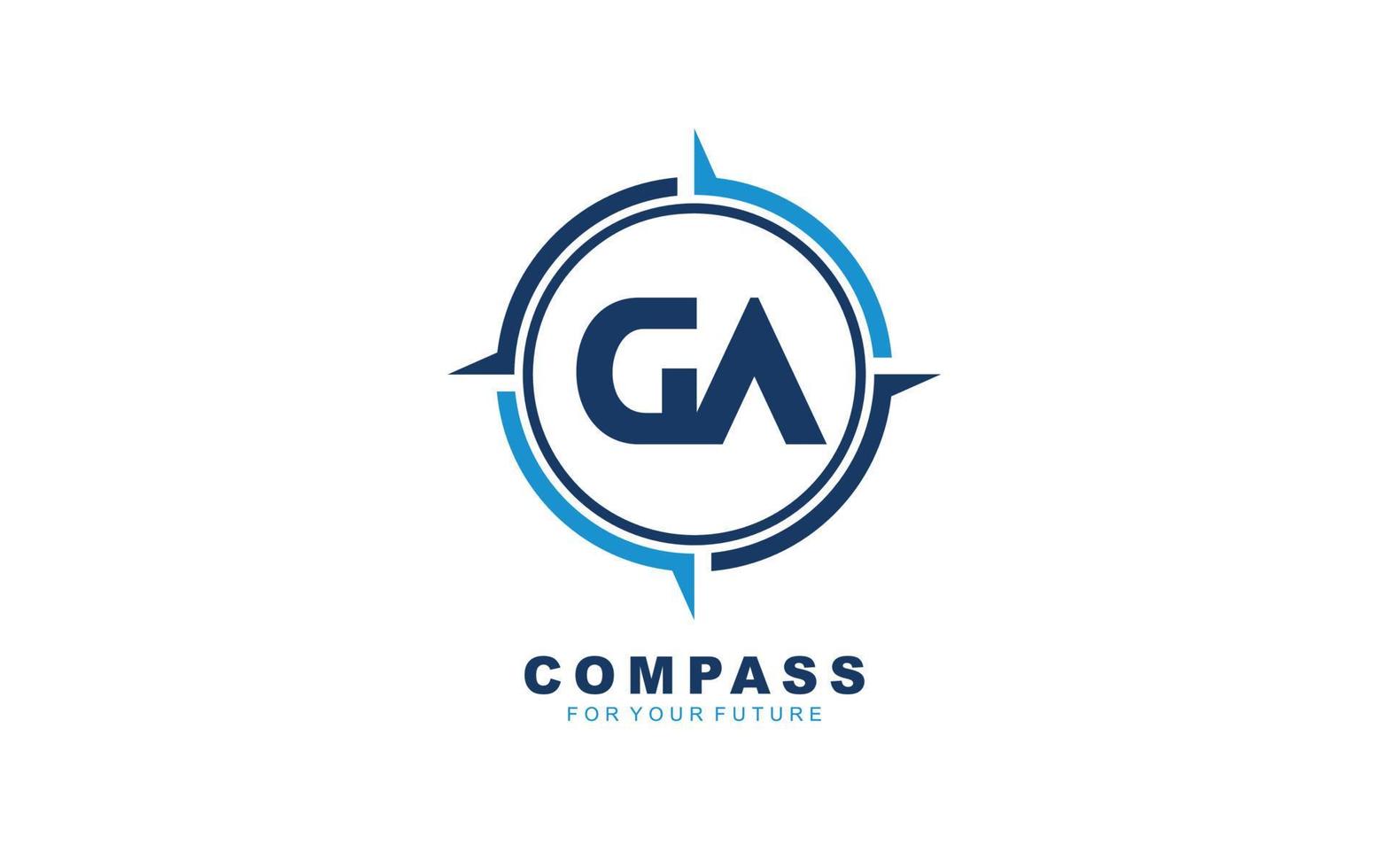 GA logo NAVIGATION for branding company. COMPASS template vector