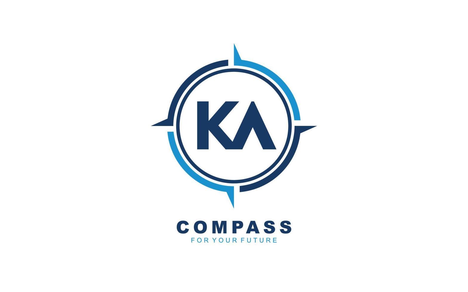 KA logo NAVIGATION for branding company. COMPASS template vector illustration for your brand.