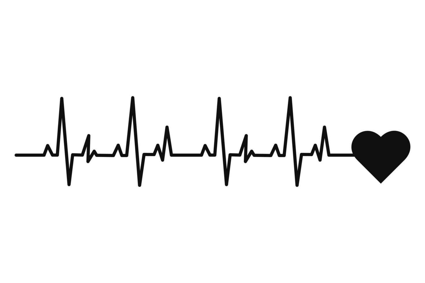 Cardiogram of the heart in black on a white background. Central ...