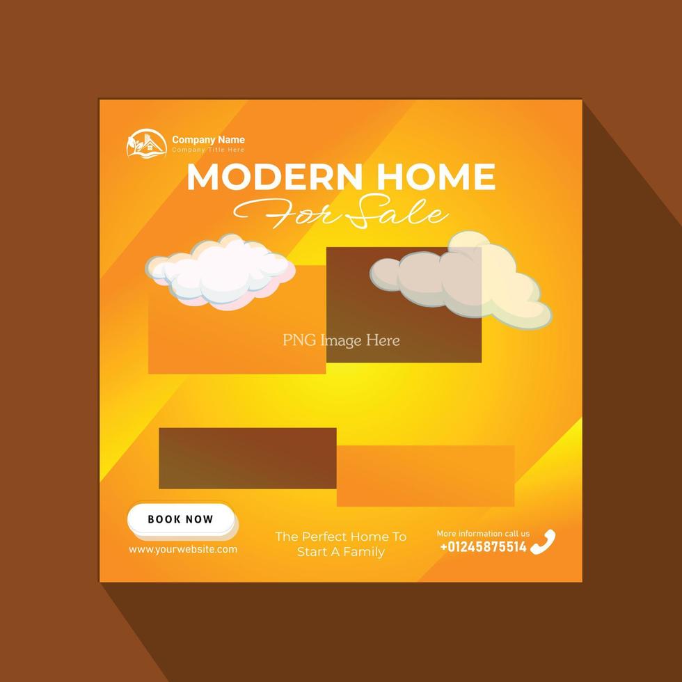 Modern home for sale real estate social media post design, Construction social media post banner design Template vector