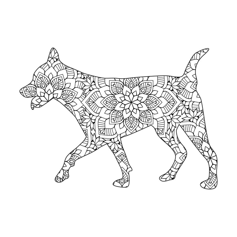 Cute dog mandala coloring vector illustration design.