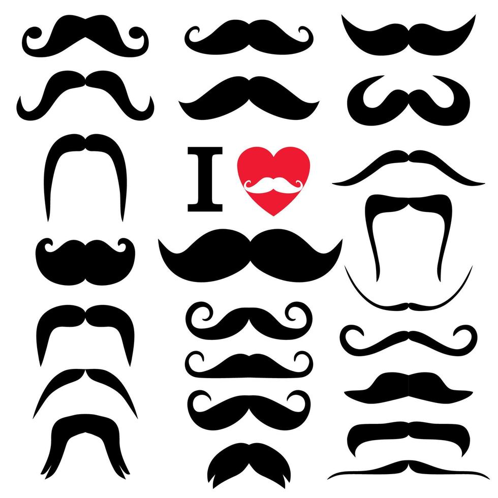 bigotes establecer icono hombre diseño vector