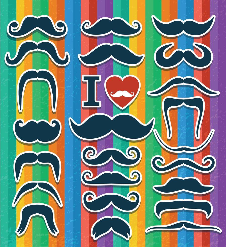 bigotes establecer icono tendencia hombre diseño vector