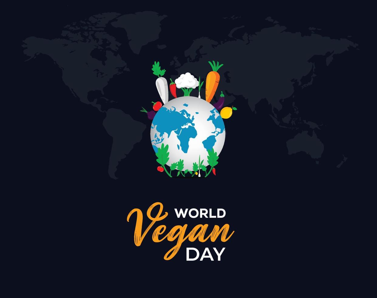 World vegan day Concept. November 1. World Vegetarian Day for Social Media Post , Postcard, Banner, Greeting card. Vector Illustration.