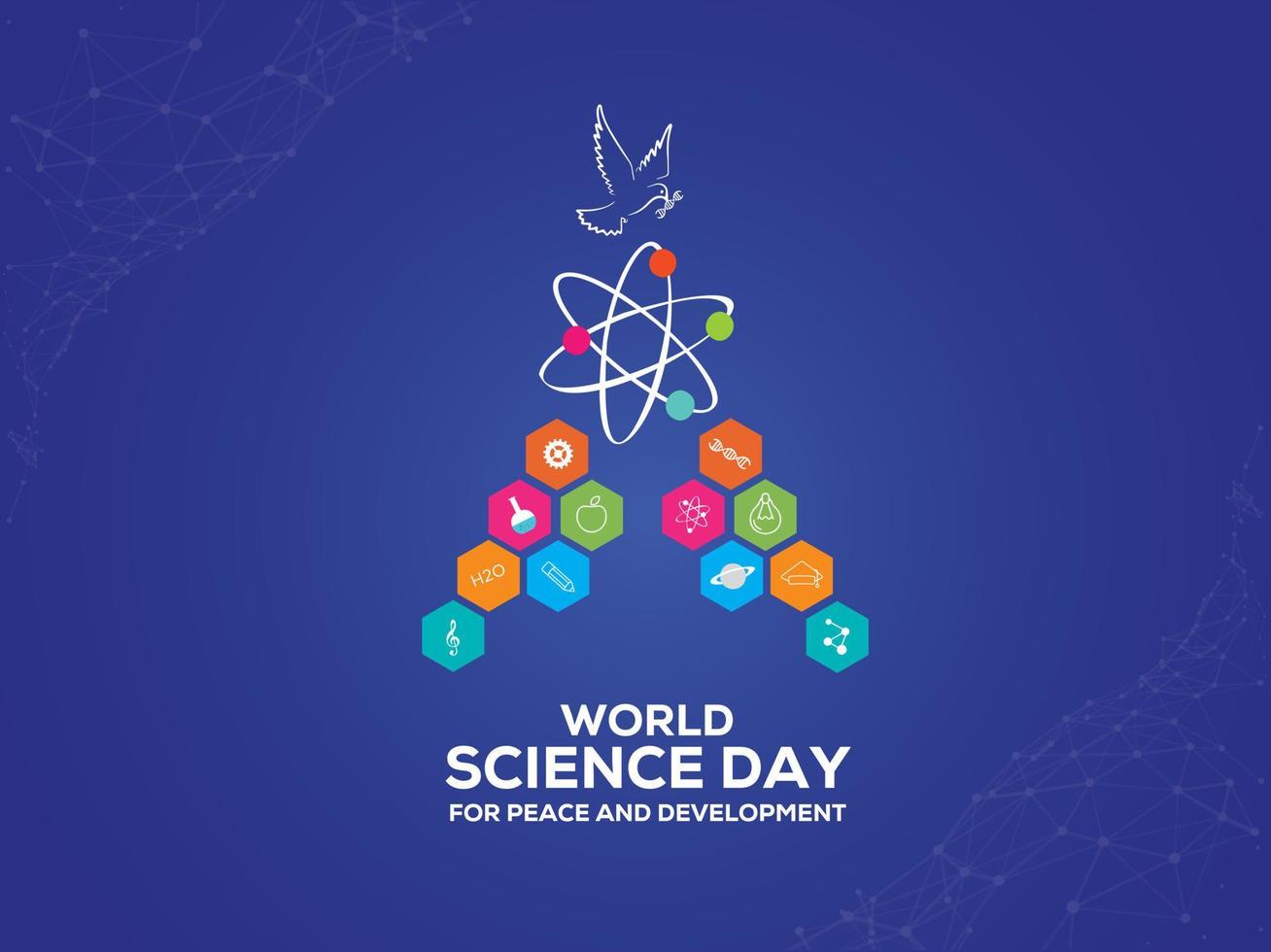 World Science Day for Peace and Development. November 10 world science day concept. Template for background, banner, card, poster. Vector illustration.