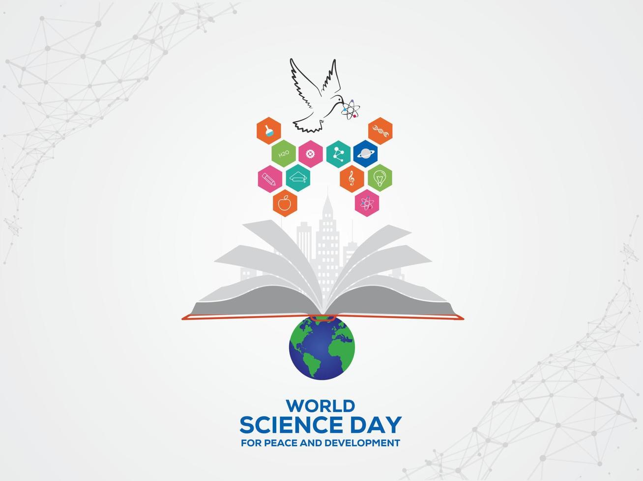 World Science Day for Peace and Development. November 10 world science day concept. Template for background, banner, card, poster. Vector illustration.