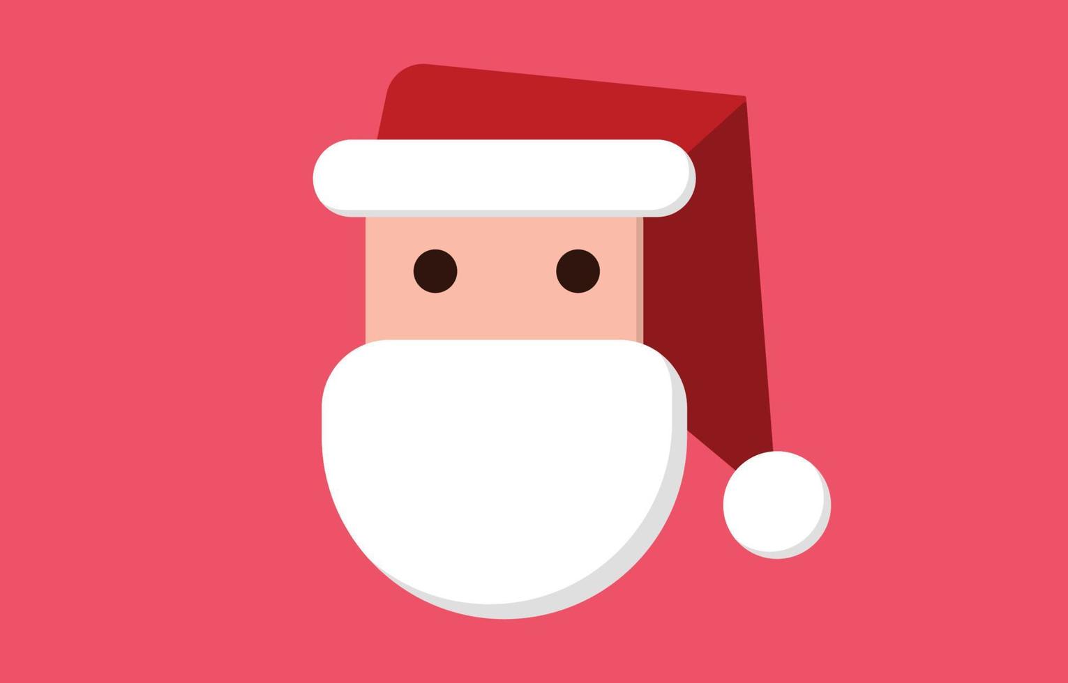 cartoon flat style santa claus face, new year festival christmas background and greeting card, vector illustration