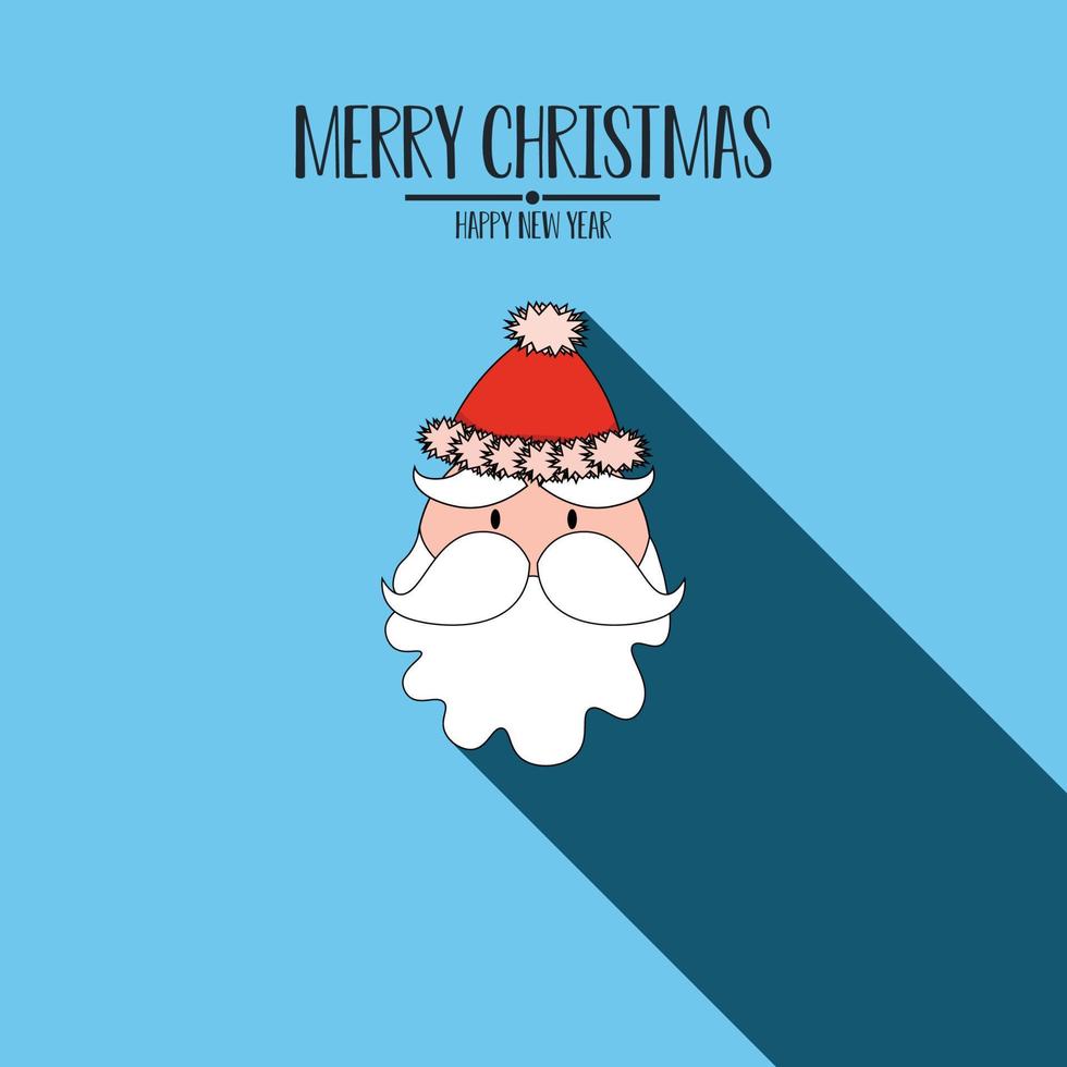 santa claus con sombra larga, con saludos de navidad y feliz año nuevo, fondo de estilo minimalista y tarjeta de saludo, ilustración vectorial vector