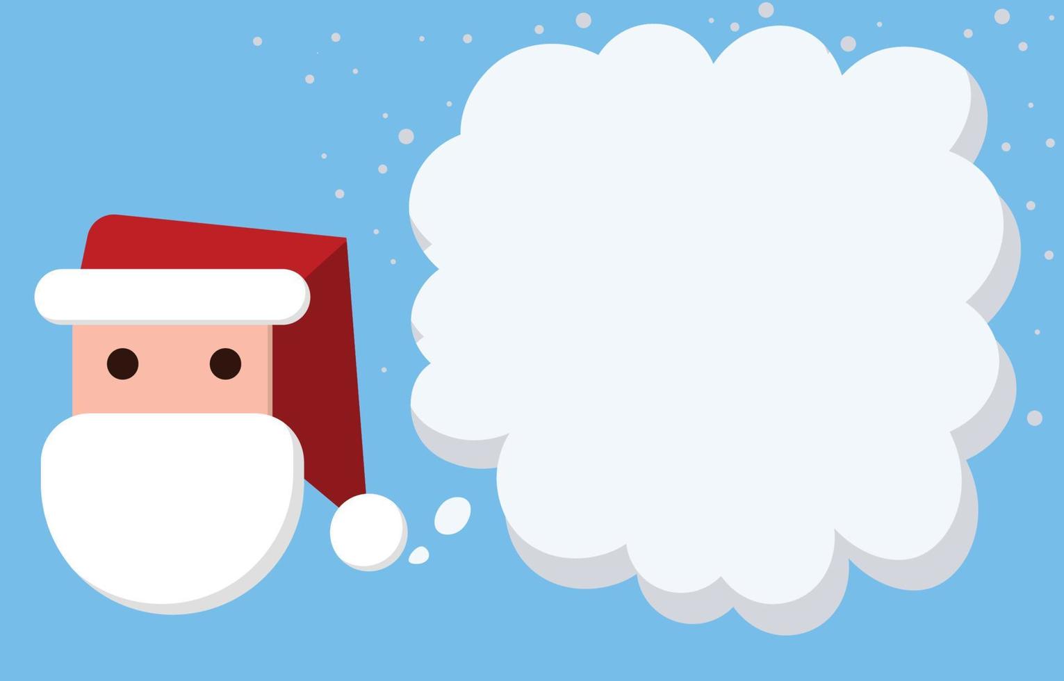 cara de santa claus de estilo plano de dibujos animados con burbujas de discurso vacías, fondo de navidad del festival de año nuevo y tarjeta de felicitación, ilustración vectorial vector