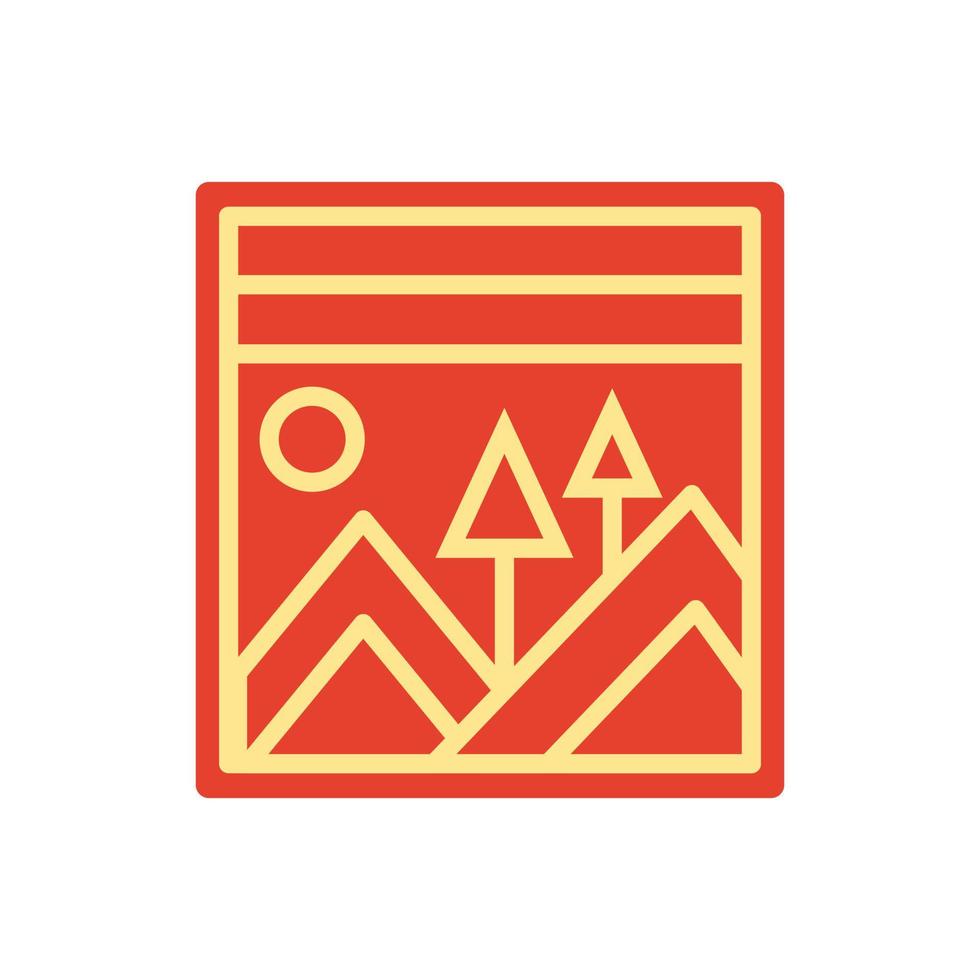 diseño minimalista abstracto de la insignia del logotipo de la montaña de la playa de la puesta de sol. ilustración de vector de icono de diseño de logotipo