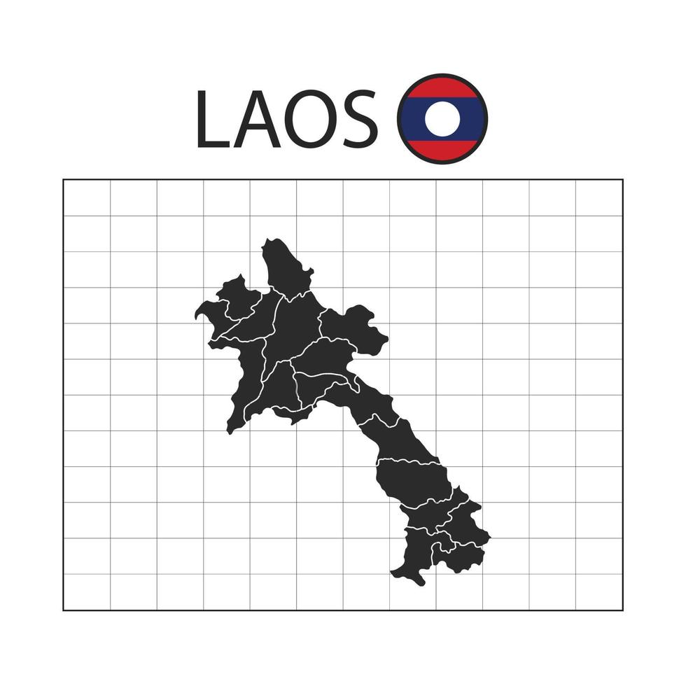 mapa del país de laos con bandera nacional vector