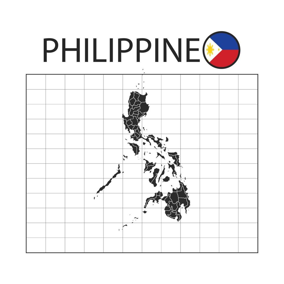 mapa del país de filipinas con la bandera de la nación vector