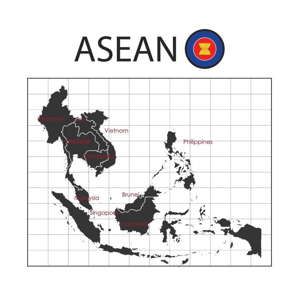 mapa de unidad de la asean con símbolo de unidad vector