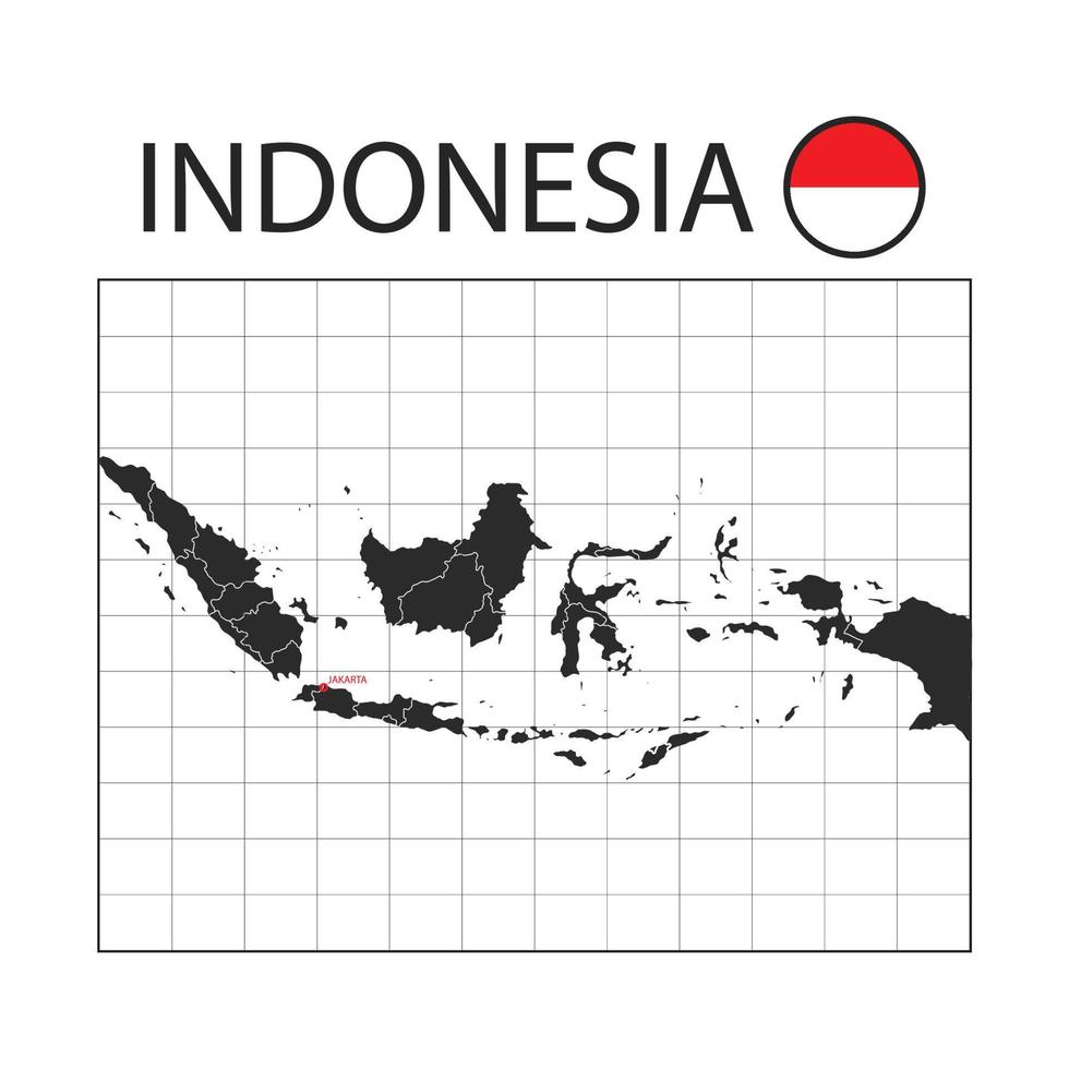 mapa del país de indonesia con la bandera de la nación vector