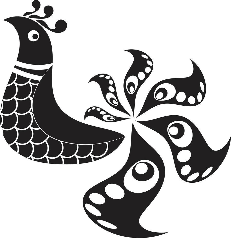 Vector illustration, modification of peacock as a symbol or icon.